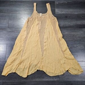 NWT Elan Crochet Inset Cover Up Dress Womens Medium Brown Beach Resort Stretch